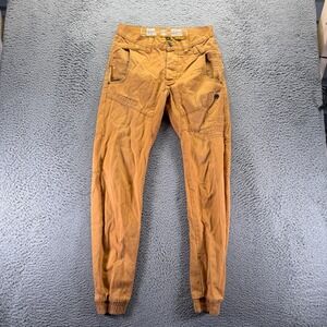ETO Jeans Men's 30x32 Brown Cotton Denim Tapered Leg Travel Workwear Button-Fly